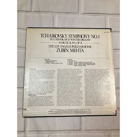 Vintage Classical Vinyl Zubin Mehta Conducting Tchaikovsky Symphony NO. 1 - Picture 4 of 5